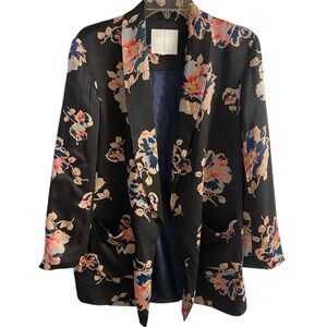 Anthropologie Black Floral Blazer